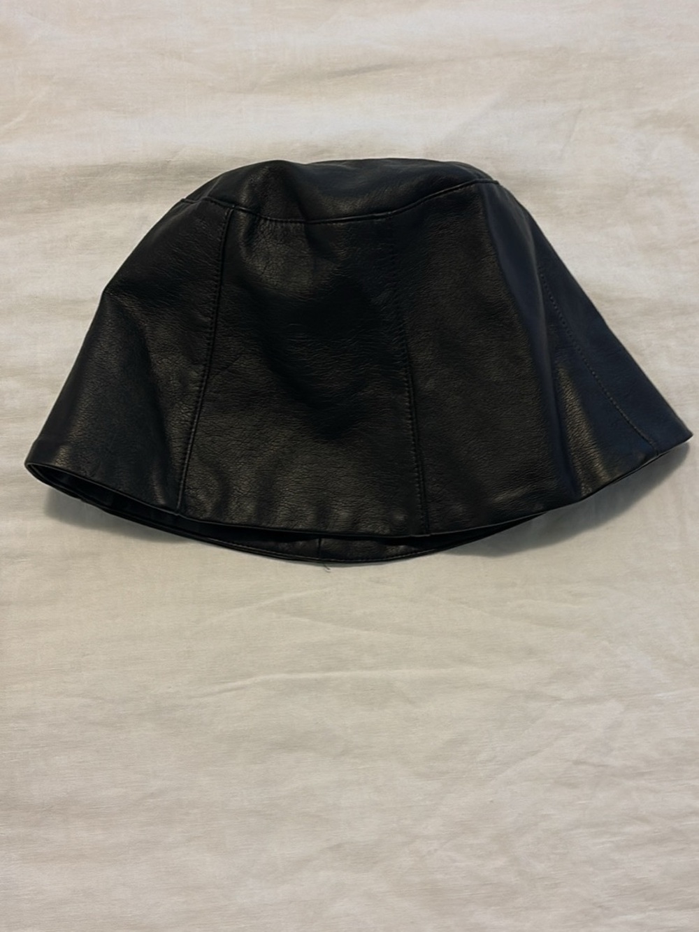 Black Leather Bucket Hat - Women